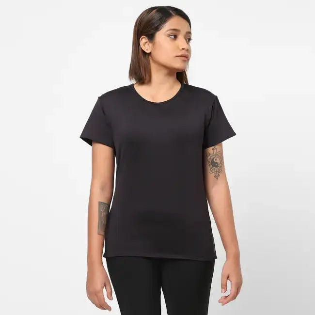 Domyos Women Polyester Basic Gym T-Shirt - Black Domyos