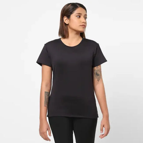 Domyos Women Polyester Basic Gym T-Shirt - Black Domyos