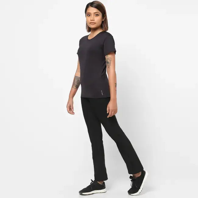 Domyos Women Polyester Basic Gym T-Shirt - Black Domyos