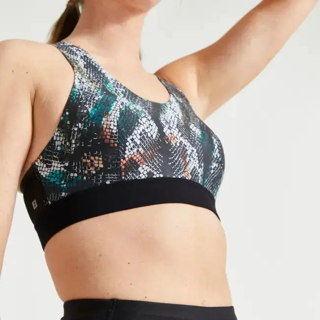Domyos Medium Support Sports Bra - Reptile Print Domyos