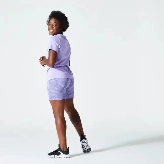 Domyos Women's Fitness T-Shirt 500 Essentials - Neon Purple Domyos