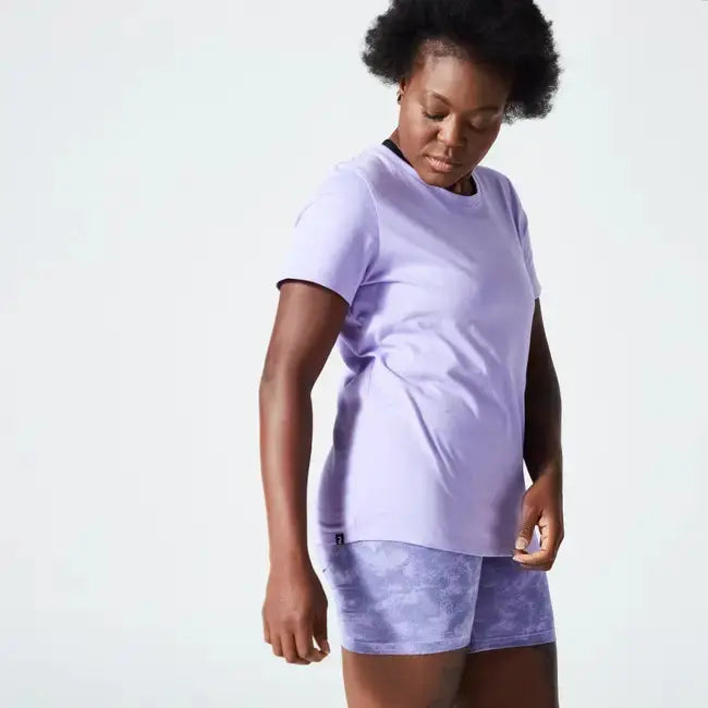 Domyos Women's Fitness T-Shirt 500 Essentials - Neon Purple Domyos