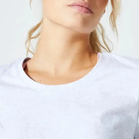 Domyos Women's Fitness T-Shirt 500 Essentials - Light Grey Domyos
