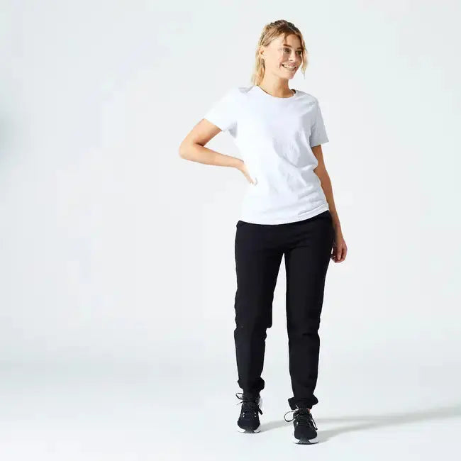 Domyos Women's Fitness T-Shirt 500 Essentials - Light Grey Domyos