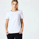 Domyos Women's Fitness T-Shirt 500 Essentials - Light Grey Domyos