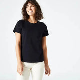 Domyos Women's Fitness T-Shirt 500 Essentials - Black Domyos