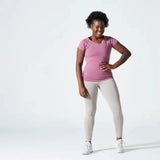 Domyos Women Cotton Blend Gym T-shirt Slim fit 500 - Grape Domyos