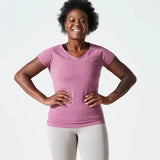 Domyos Women Cotton Blend Gym T-shirt Slim fit 500 - Grape Domyos