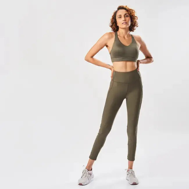 Domyos High Support Fitness Bra 900 - Khaki Domyos