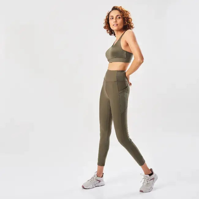 Domyos High Support Fitness Bra 900 - Khaki Domyos