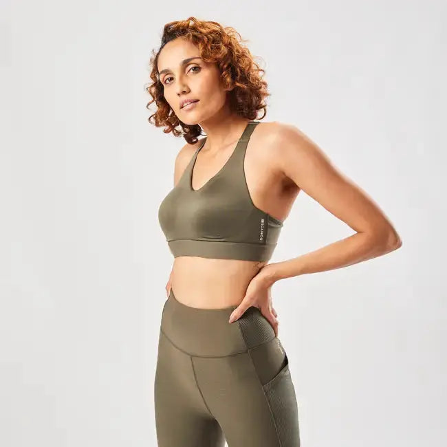 Domyos High Support Fitness Bra 900 - Khaki Domyos
