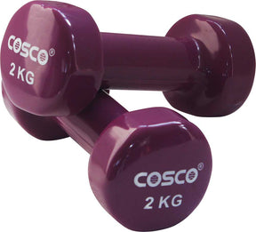 Cosco Hexagonal Vinyl Dumbbell, 2Kg | KIBI Sports Cosco