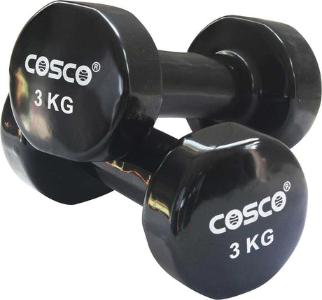 Cosco Hexagonal Vinyl Dumbbell, 3Kg | KIBI Sports Cosco